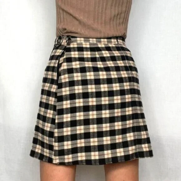 Hollister Clueless Preppy Academia Plaid High Rise 90s Wrap Skirt M - Picture 1 of 7